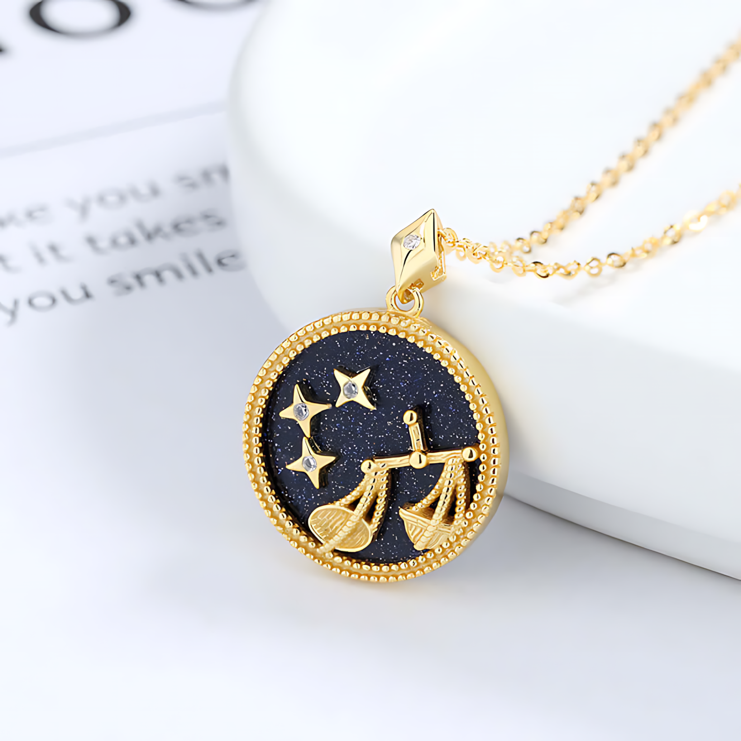 Blue Sand Lucky Libra Necklace