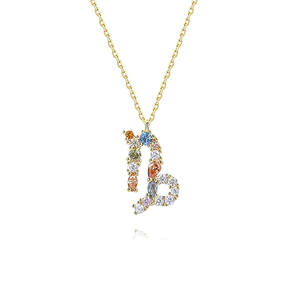 Rainbow Sapphire Capricorn Zodiac Necklace