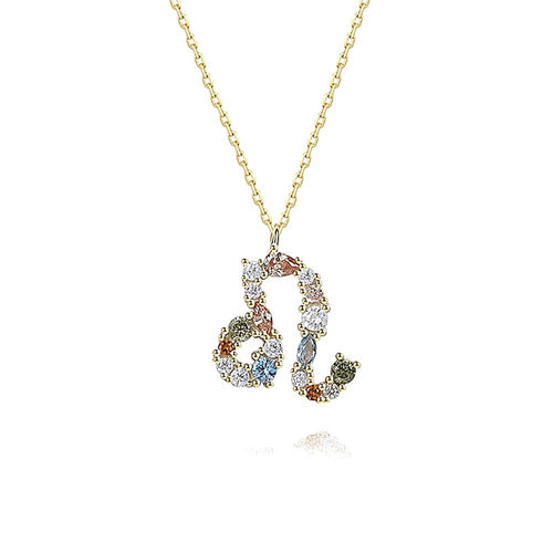 Rainbow Sapphire Leo Zodiac Necklace