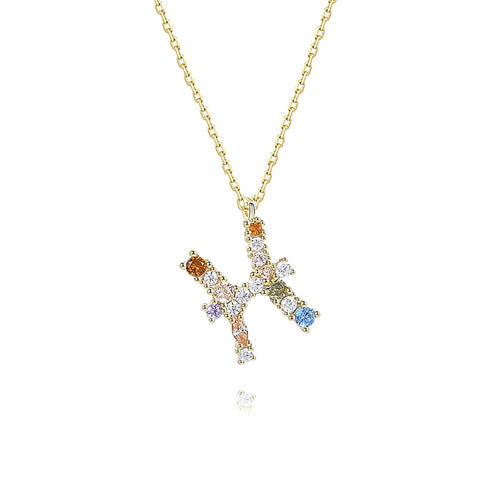 Rainbow Sapphire Pisces Zodiac Charm Necklace