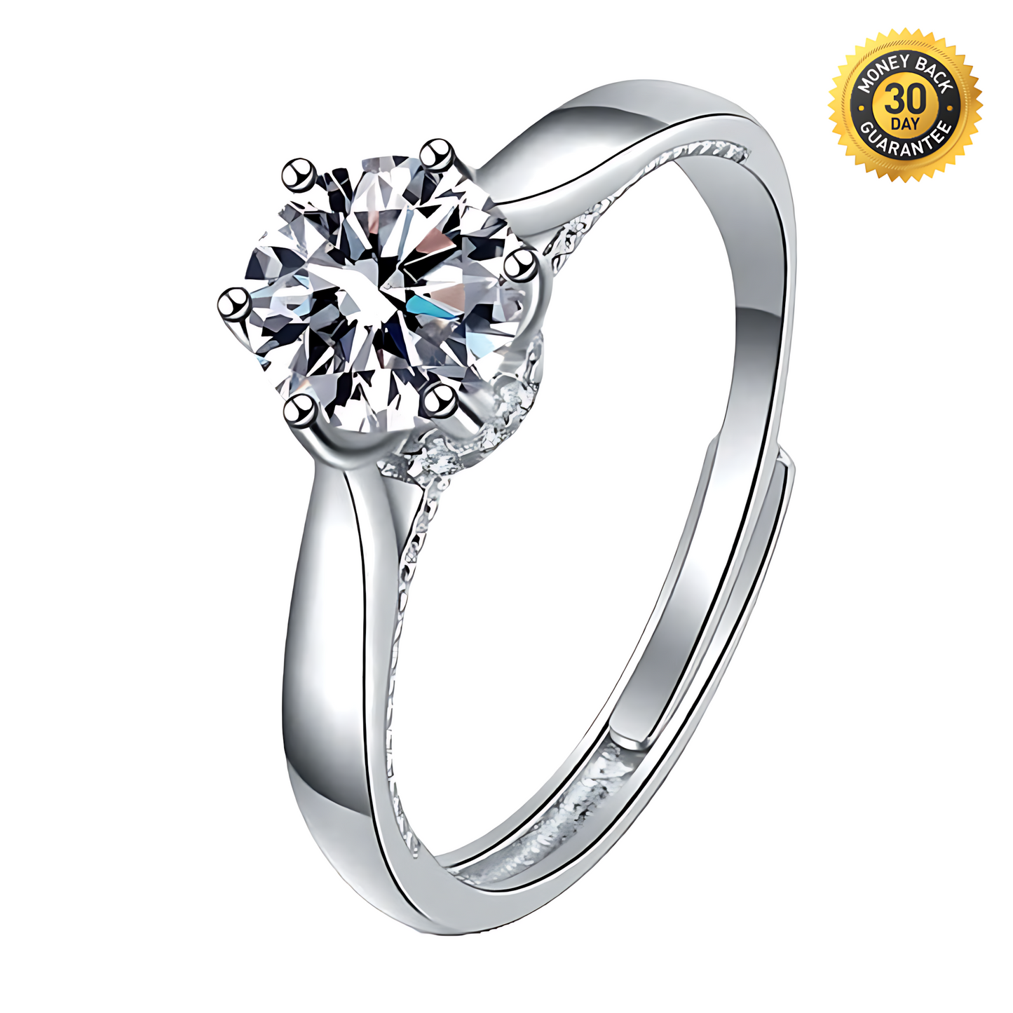 Round Moissanite Diamond Ring 1.0ct