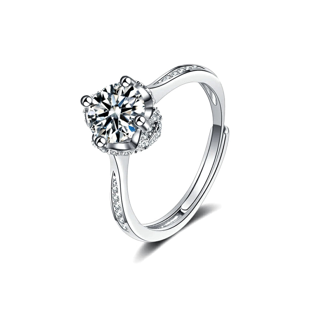 Four Claw Flower 1.0ct Moissanite Ring