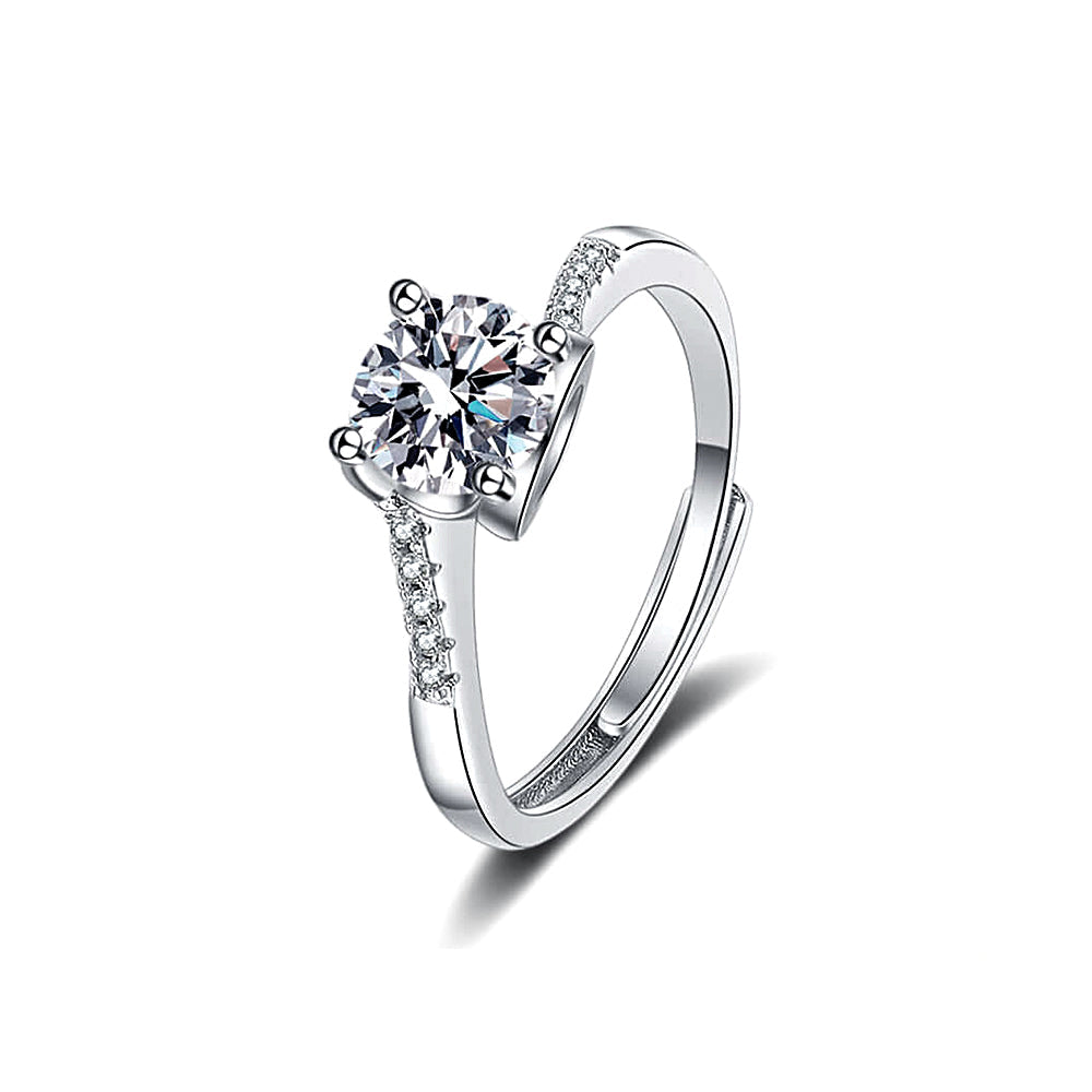 Four Claw Square Heart 1.0ct Moissanite Ring