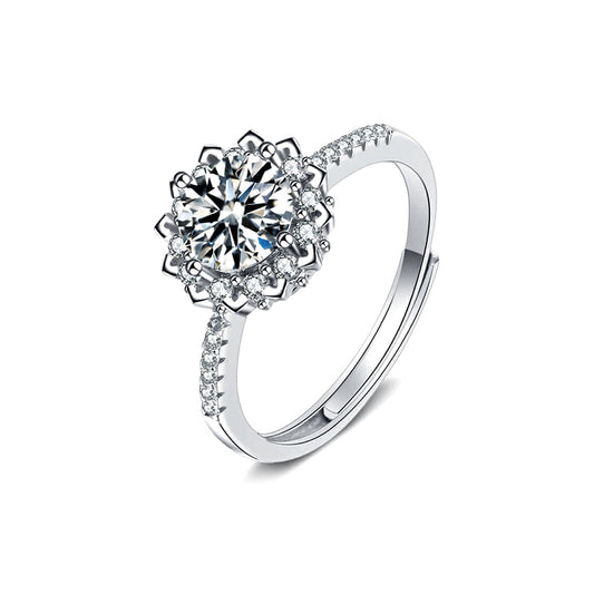 Heart Arrow Flower 1.0ct Moissanite Ring