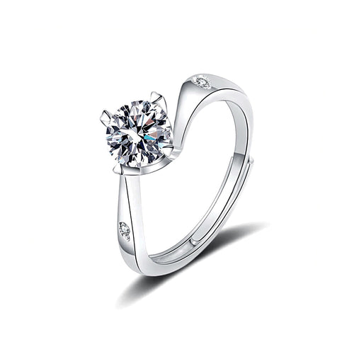 Heart Diamond Twisted Four Prong Moissanite Ring 1.0ct