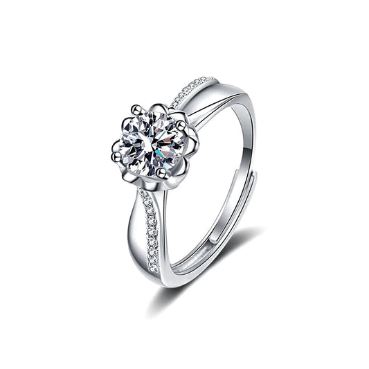 Heart Shaped Flower Moissanite Ring 1.0ct