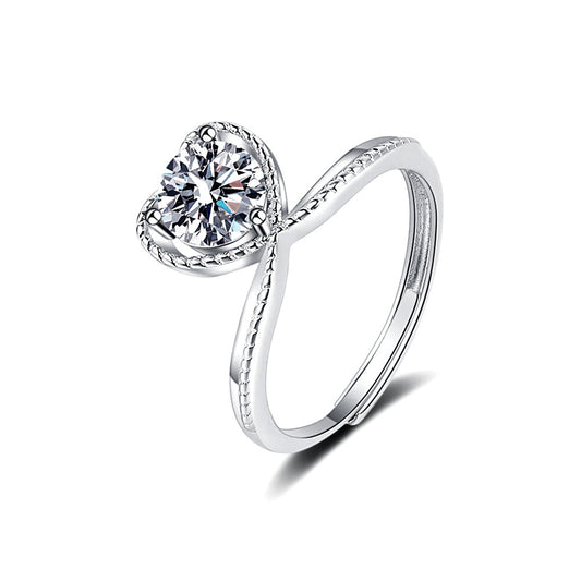 Moissanite Heart Love Ring 1.0ct