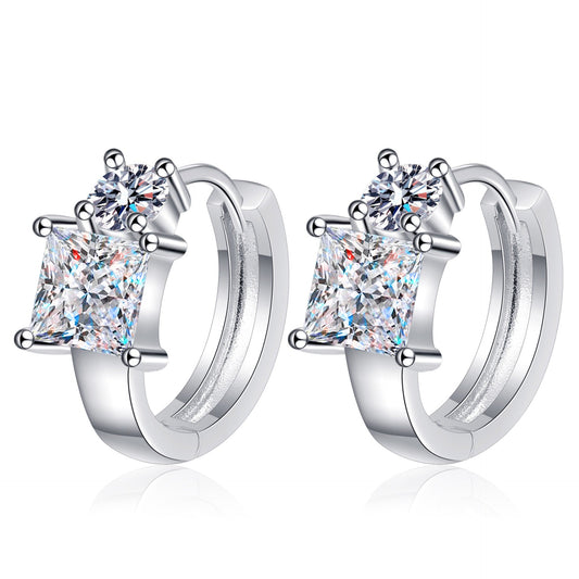 Square Moissanite Huggie Earrings 2.6ct