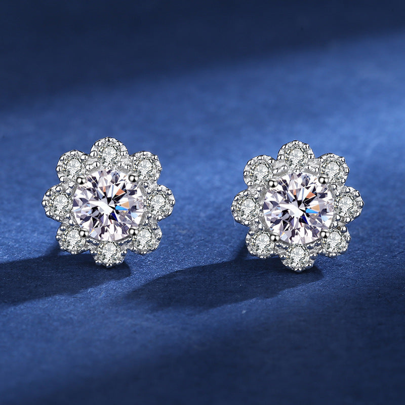 Floral Moissanite Stud Earrings