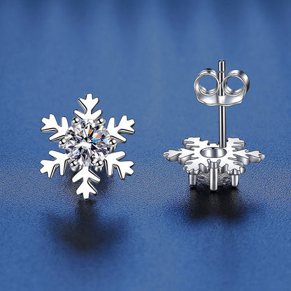 Sterling Silver Snowflake Moissanite Earrings 0.5ct