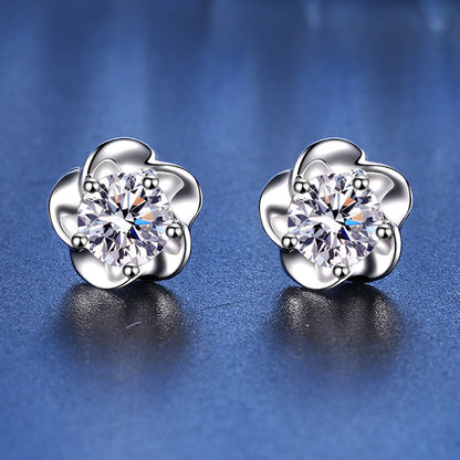 Plum Flower Moissanite Earrings 0.5ct