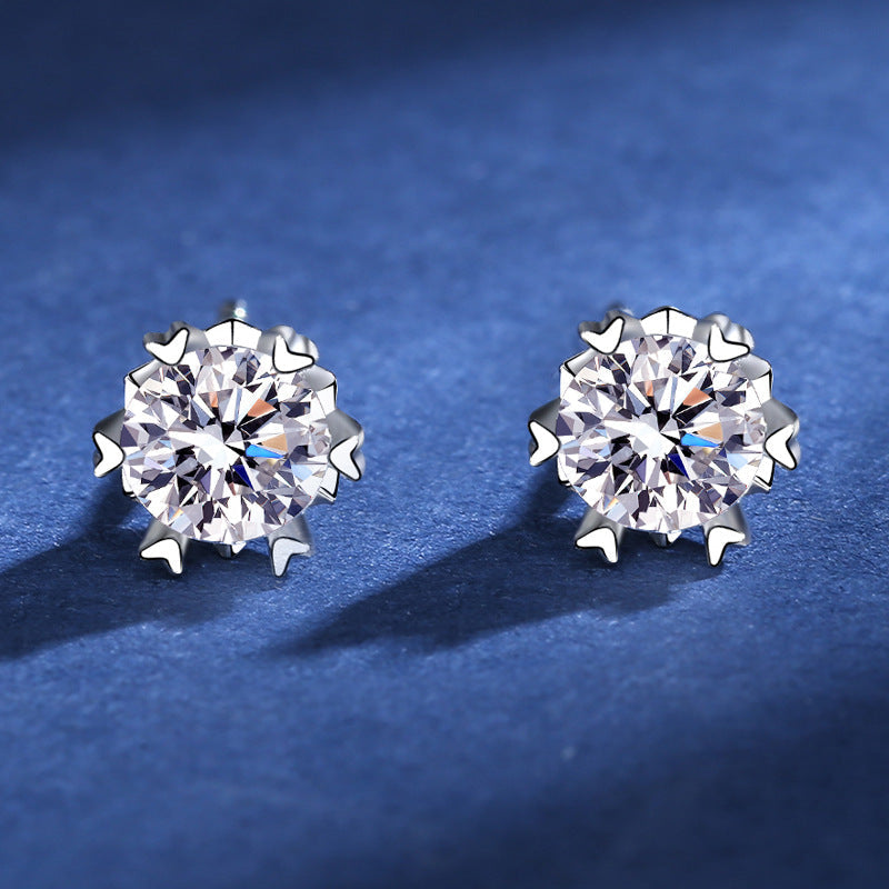 Love Snowflake Moissanite Stud Earrings 0.5ct