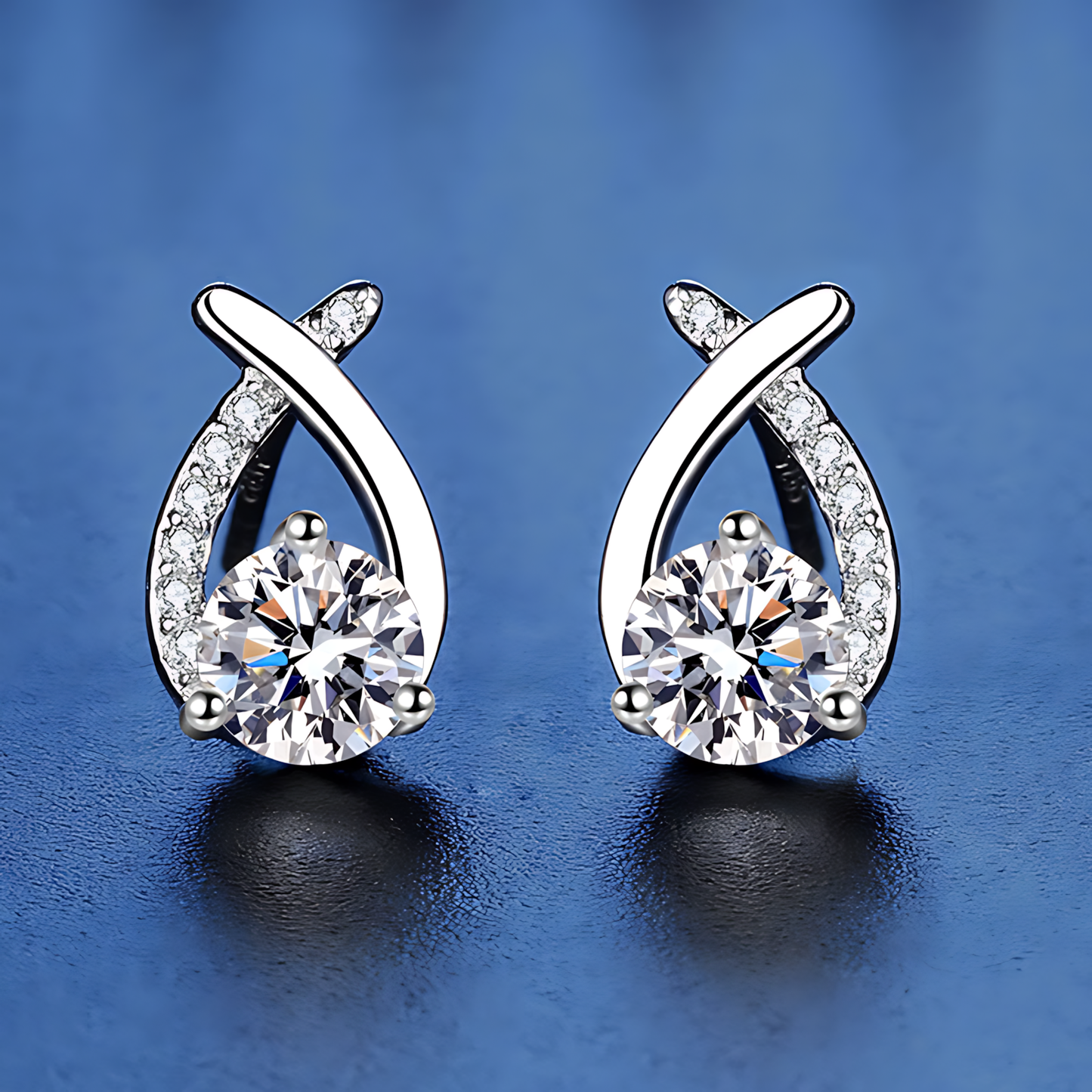 Crossed Drop 0.5ct Moissanite Stud Earrings