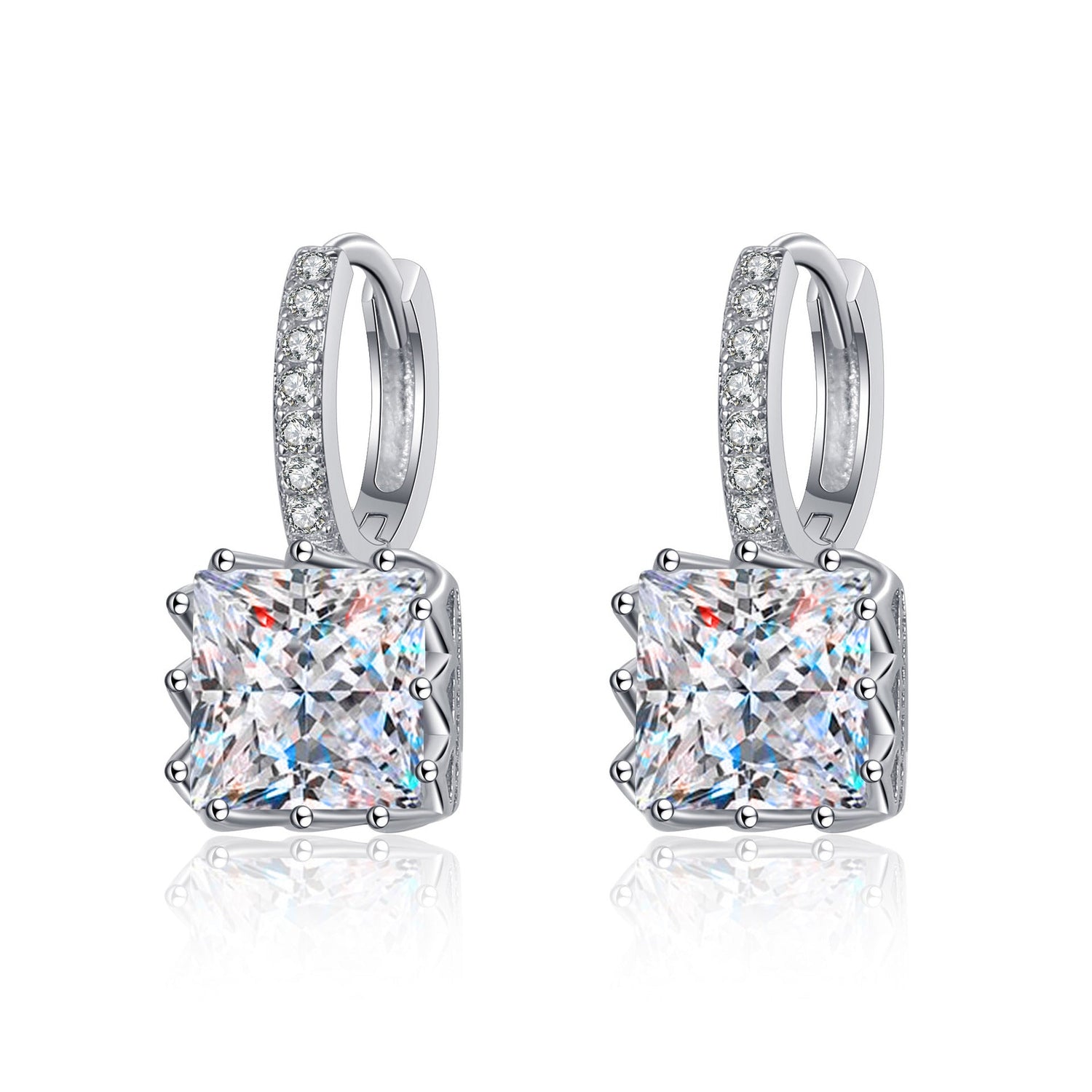 Square Diamond Moissanite Earrings 1.0ct