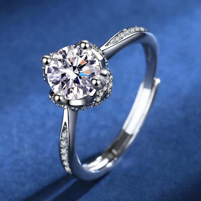 Four Claw Flower 1.0ct Moissanite Ring