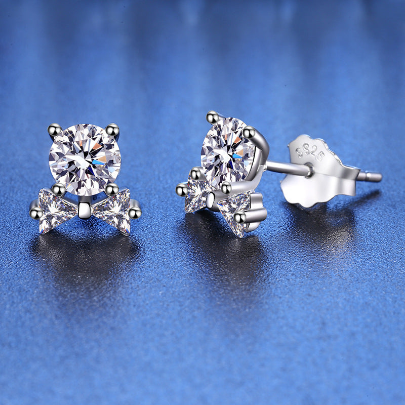 Six Claw Bow Moissanite Earrings 0.5ct