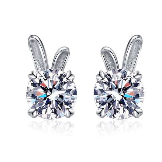 925 Silver Rabbit Moissanite Earrings