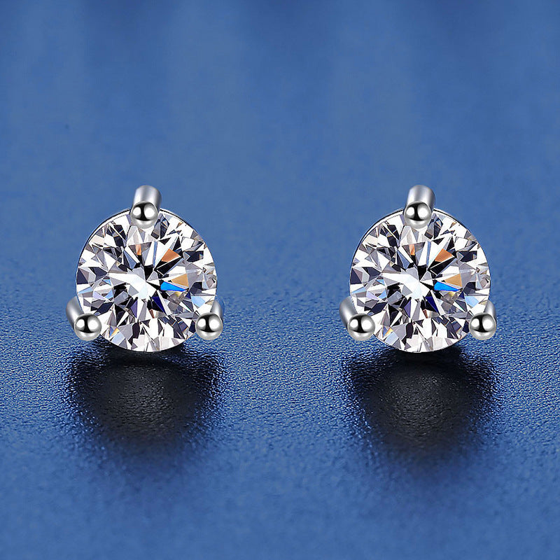 Three Claw Moissanite Earrings 0.5ct