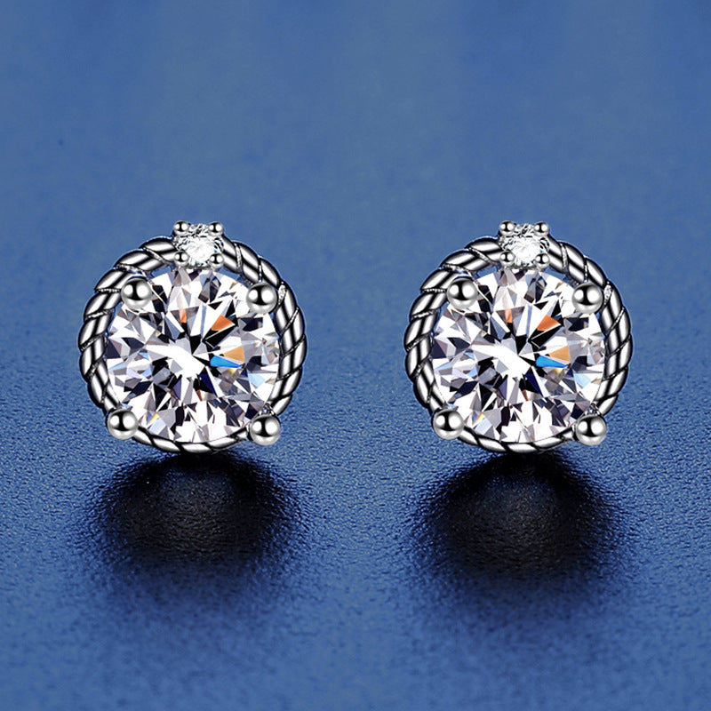 Wind and Fire Wheel Moissanite Stud Earrings 0.5ct