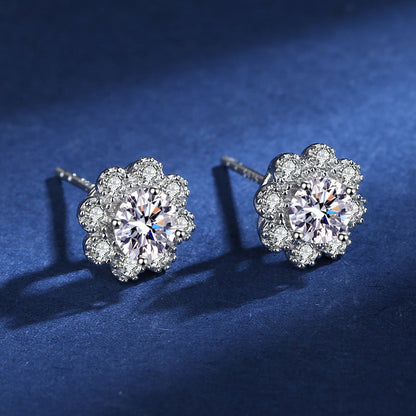 Floral Moissanite Stud Earrings