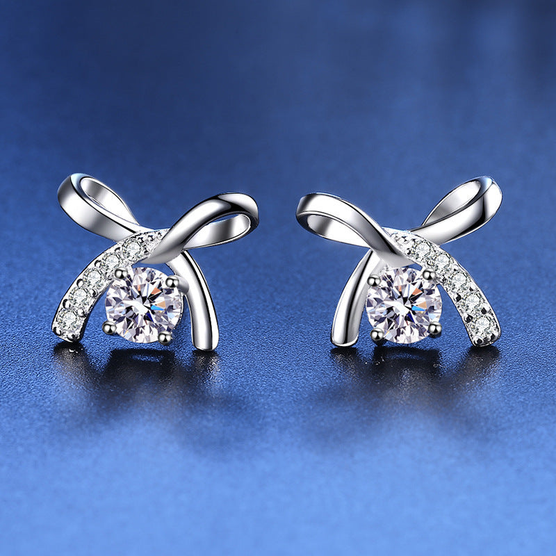 Ribbon Moissanite Earrings 0.5ct