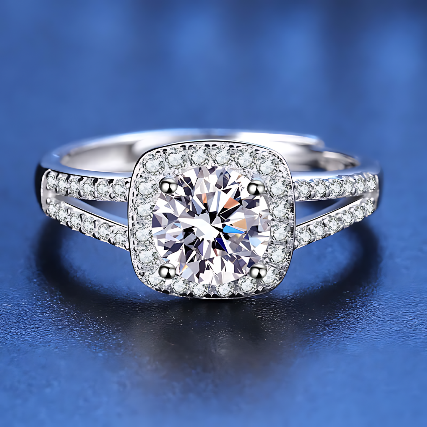 Classic Double Square Moissanite Ring 1.0ct