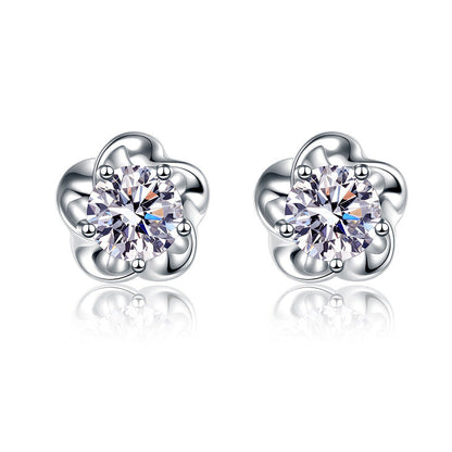 Plum Flower Moissanite Earrings 0.5ct