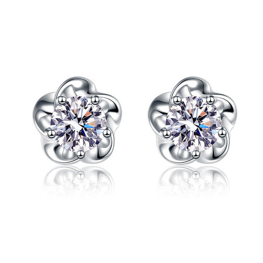 Plum Flower Moissanite Earrings 0.5ct