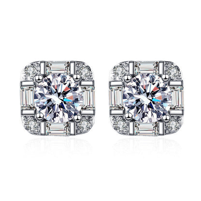 Square Moissanite Stud Earrings 0.5ct