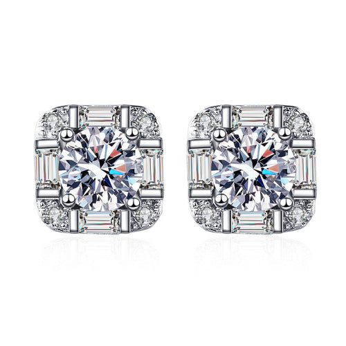 Square Moissanite Stud Earrings 0.5ct