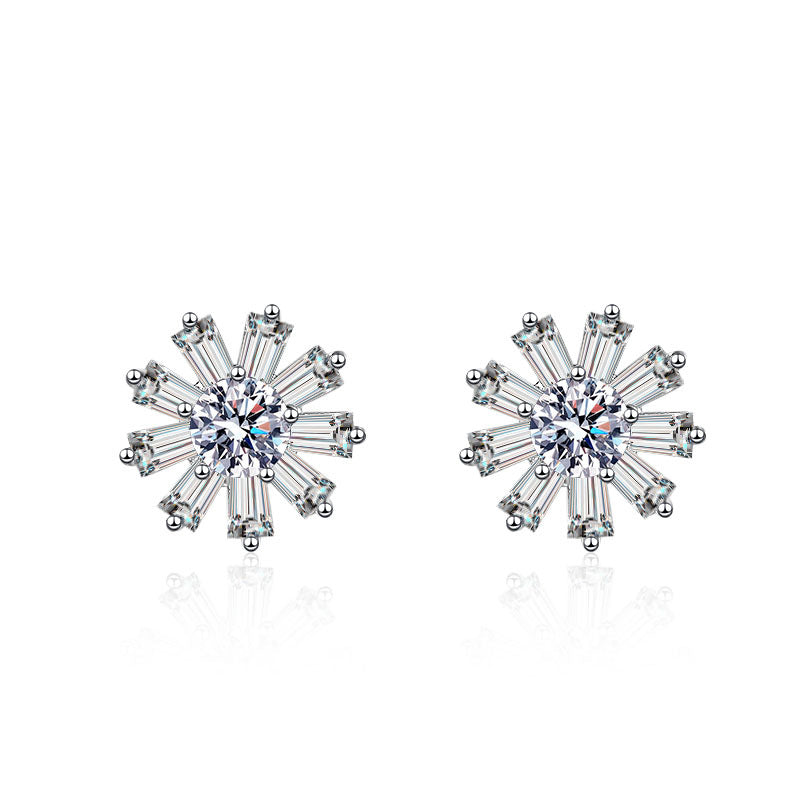 Sunflower Moissanite Stud Earrings 20.5ct