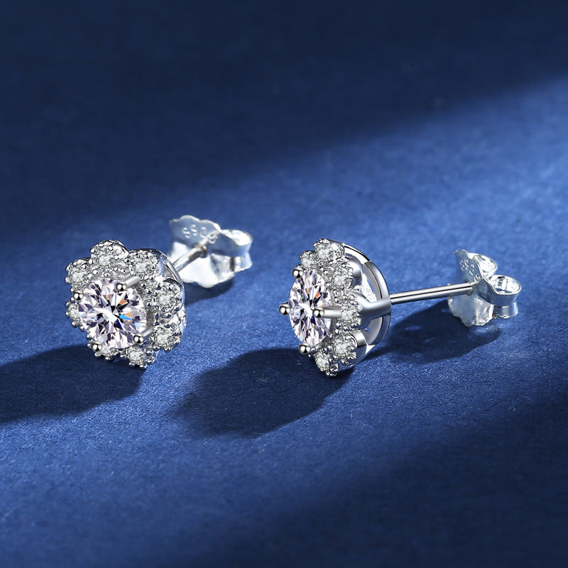 Floral Moissanite Stud Earrings