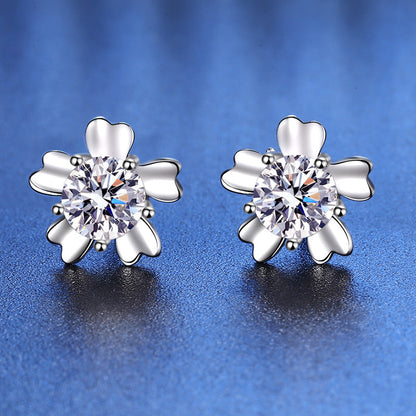 Flower Moissanite Stud Earrings 0.5ct