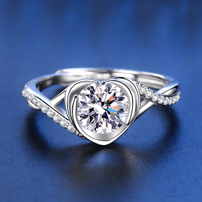 Fashion Heart Moissanite Adjustable Ring