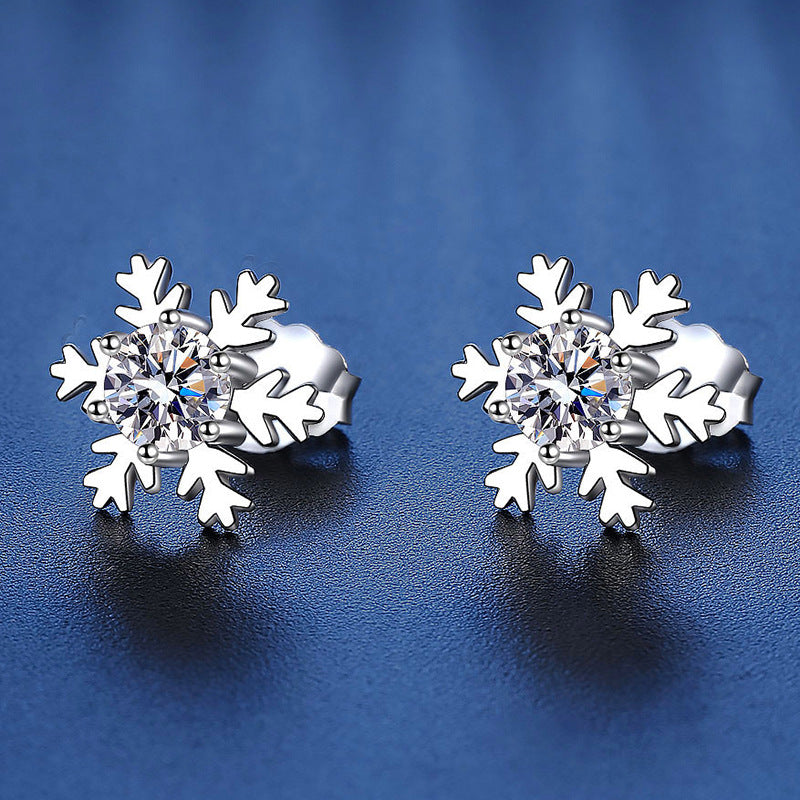 Sterling Silver Snowflake Moissanite Earrings 0.5ct