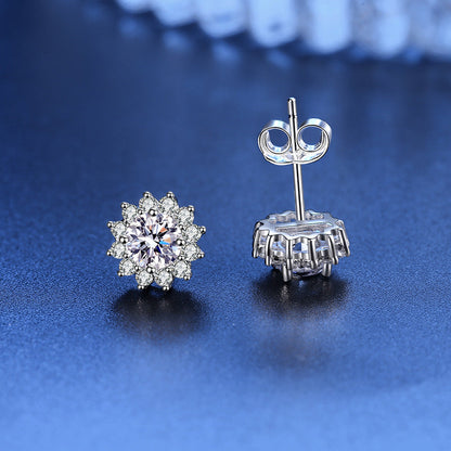 Sunflower Moissanite Stud Earrings 0.5ct