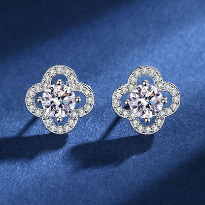 Four Leaf Clover Moissanite Stud Earrings 0.5ct