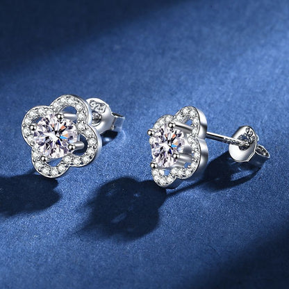 Four Leaf Clover Moissanite Stud Earrings 0.5ct