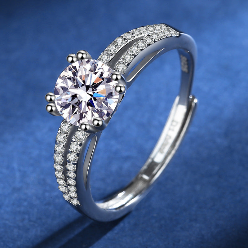 Silver Double Row 1.0ct Moissanite Ring