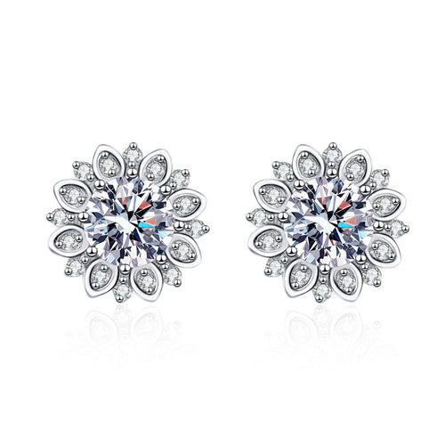 Sunflower Moissanite Stud Earrings 0.5ct