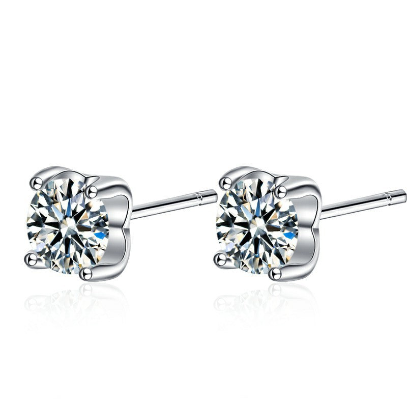 Silver Four Claw Moissanite Earrings 0.5ct