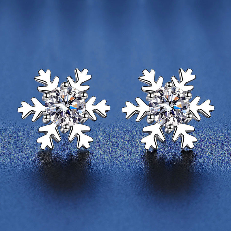 Sterling Silver Snowflake Moissanite Earrings 0.5ct