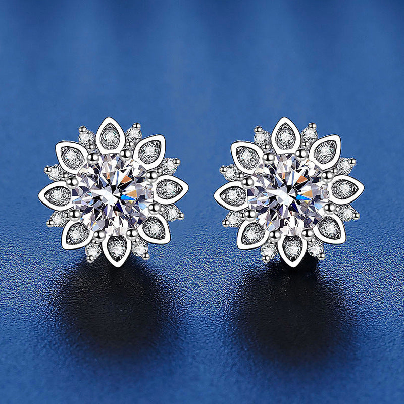 Sunflower Moissanite Stud Earrings 0.5ct