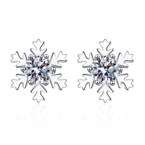 Sterling Silver Snowflake Moissanite Earrings 0.5ct