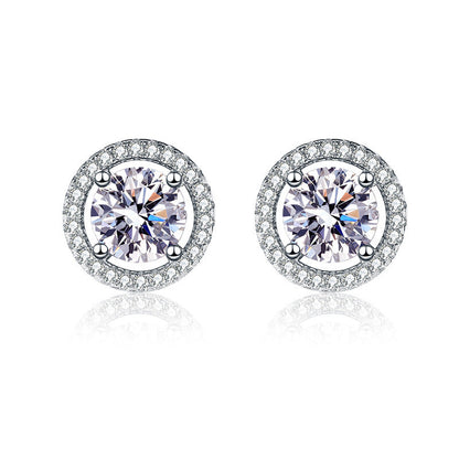 Silver Hollow Moissanite Stud Earrings 0.5ct