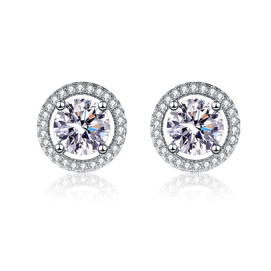 Silver Hollow Moissanite Stud Earrings 0.5ct