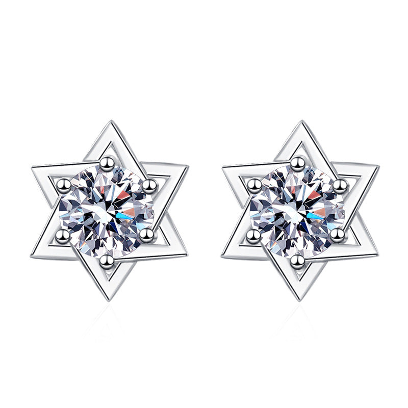 Diamond Pentagram Moissanite Earrings 0.5ct