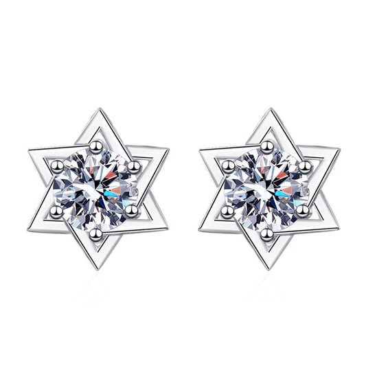 Diamond Pentagram Moissanite Earrings 0.5ct