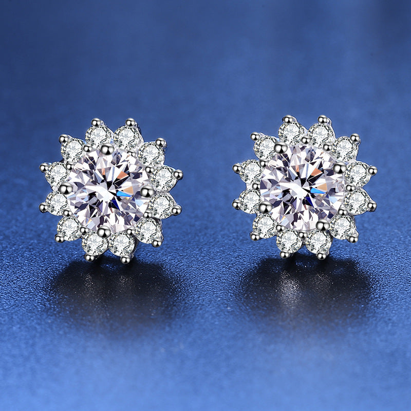 Sunflower Moissanite Stud Earrings 0.5ct