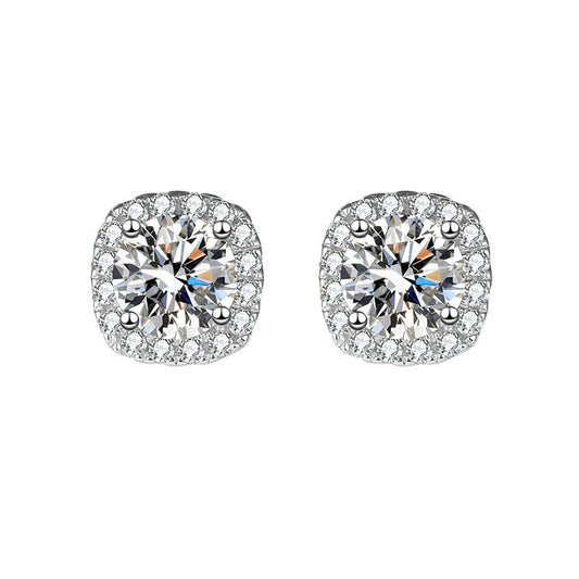 Square Moissanite Stud Earrings 0.5ct